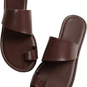 Women's Crisscross Strap Flat Sandals, Open-Toe Slip-On Slides