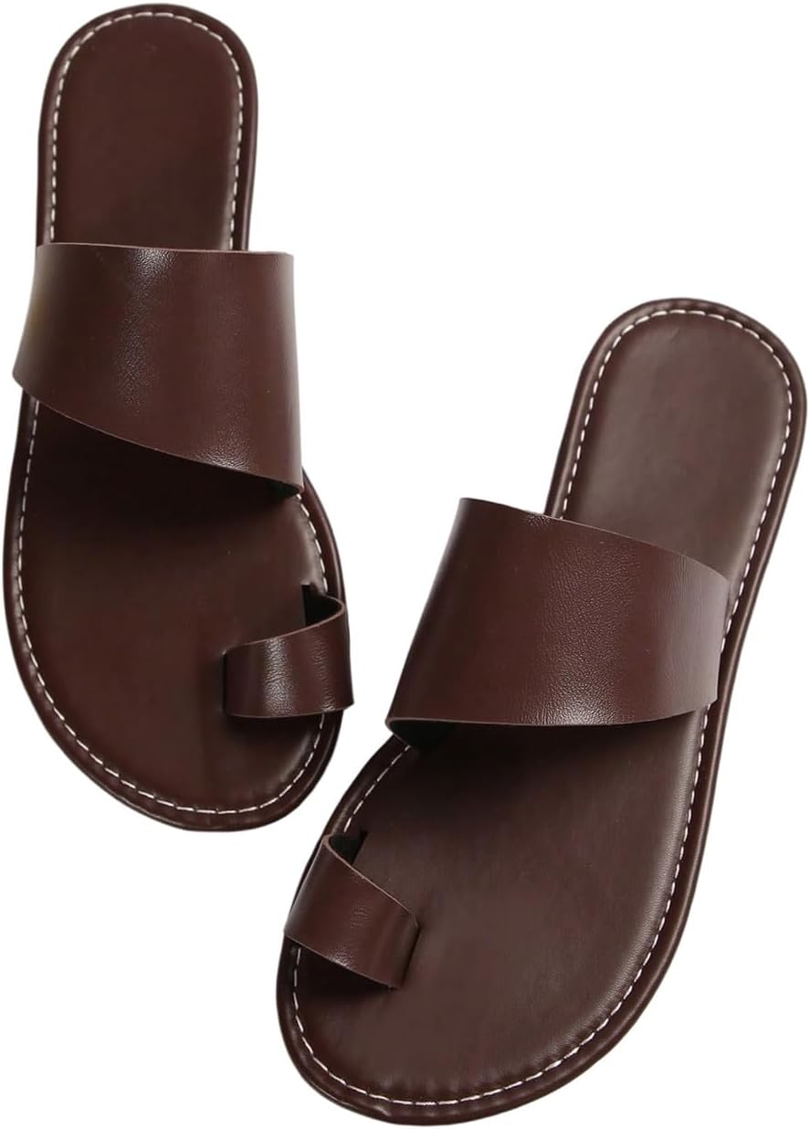 Women's Crisscross Strap Flat Sandals, Open-Toe Slip-On Slides