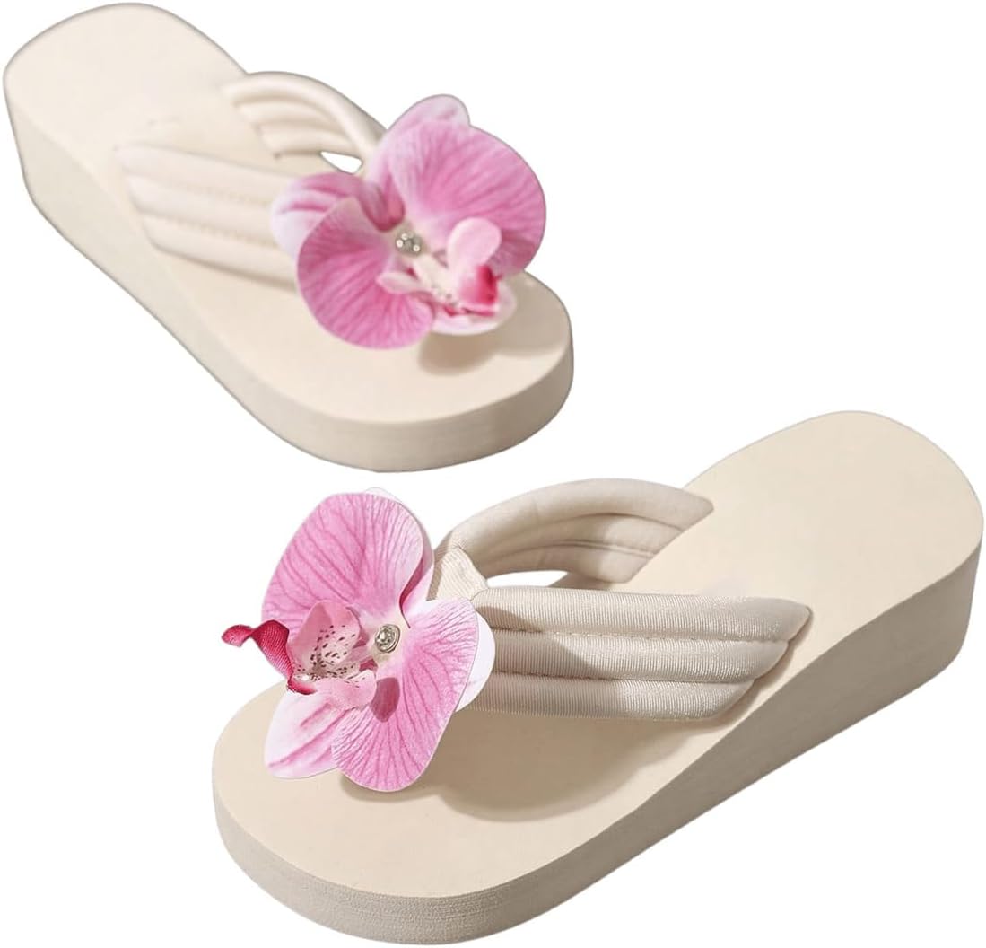Women's Denim Plaid Platform Slides, Vintage-Style Stitched-Edge Open-Toe Slip-On Boho Sandals