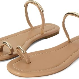 Women's Rhinestone Flat Sandals—Sparkly Strappy Casual Sandals