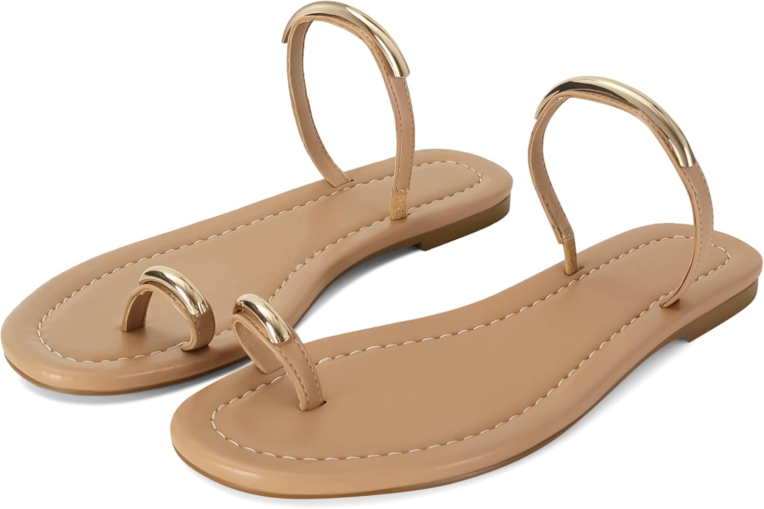 Women's Rhinestone Flat Sandals—Sparkly Strappy Casual Sandals
