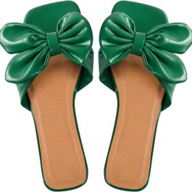 Women's Flat Satin Bow Sandals—Boho-Style Leather Sandals For Casual Summer Vacations