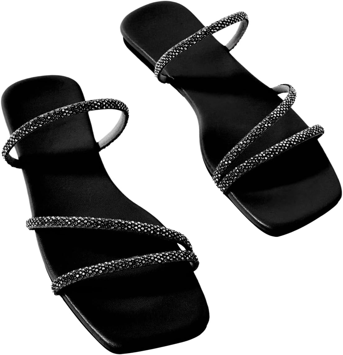 Women's Bow And Rhinestone Glossy Strappy Slip-On Sandals