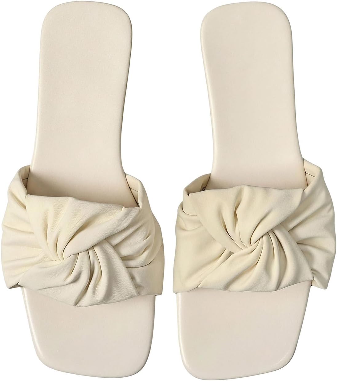 Women's Bow Sandals, Elegant And Cute Square-Toe Flat Slip-On Sandals