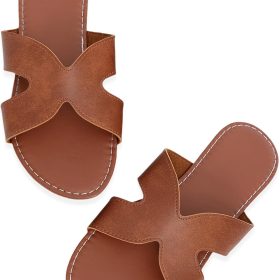 Women's Flat Slides, Wide-Strap Open-Toe Beach Sandals, Ideal For Vacation