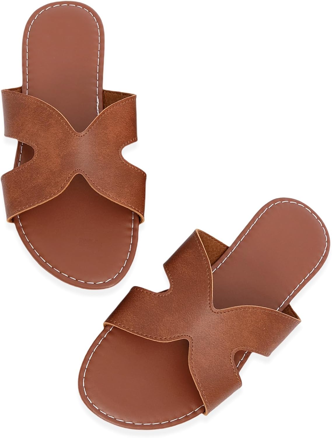 Women's Flat Slides, Wide-Strap Open-Toe Beach Sandals, Ideal For Vacation
