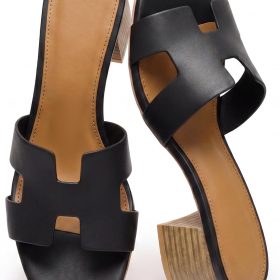 Women's Low-Heel Sandals, Block-Heel Cutout Lace-Up Square-Toe Mules, Casual Summer Slip-Ons