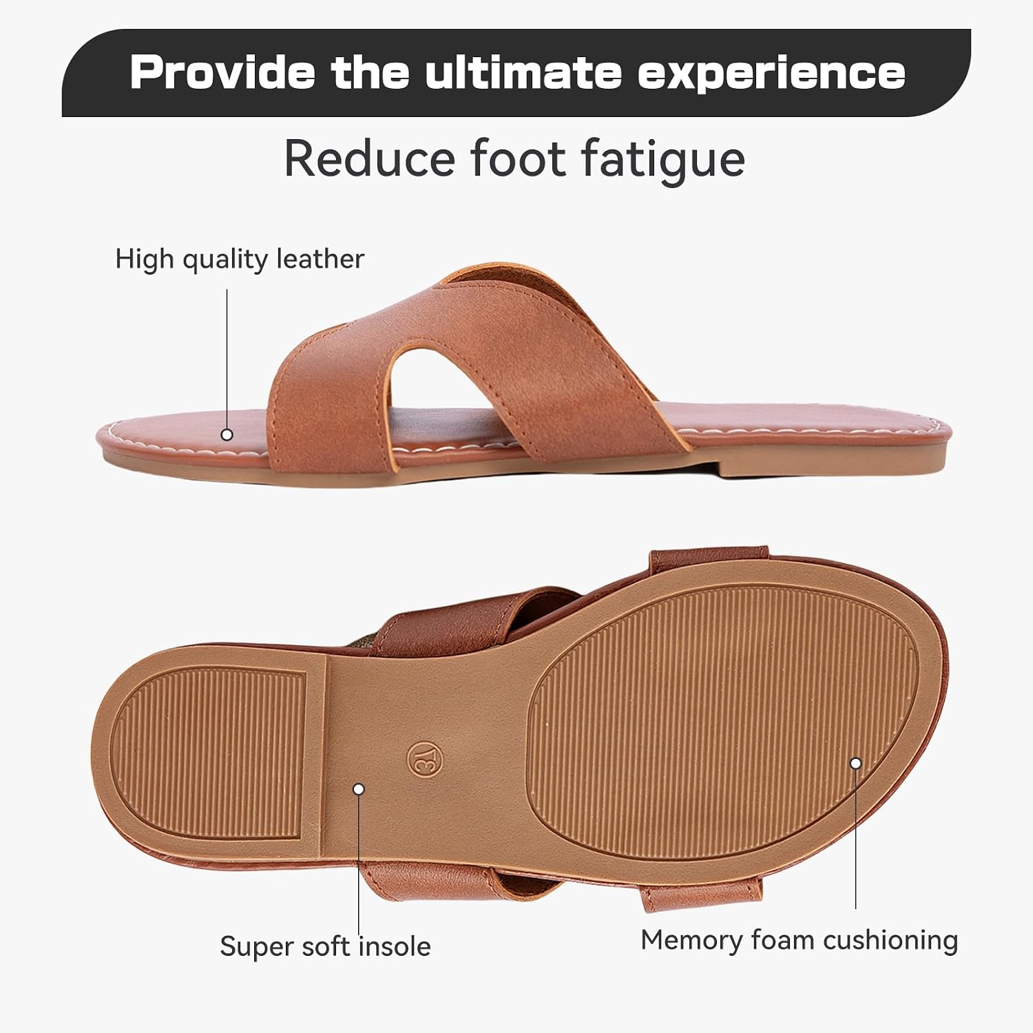Women's Flat Slides, Wide-Strap Open-Toe Beach Sandals, Ideal For Vacation - Image 2