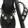 Women's Studded Toe-Post Sandals—Round-Toe Flat Slip-Ons