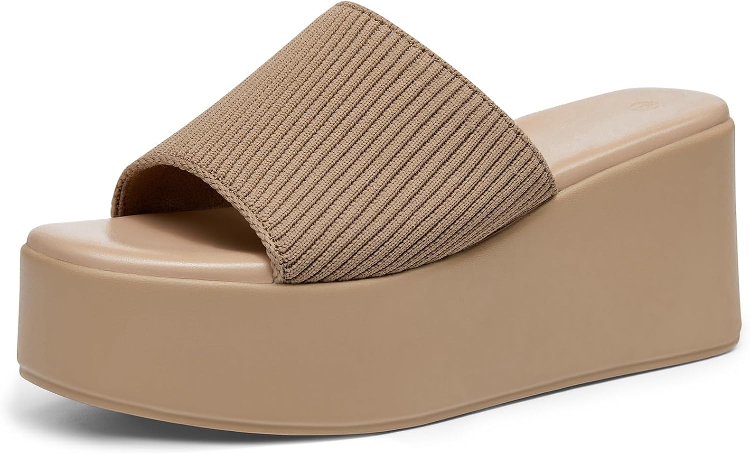 Women's Platform Slides, Square-Toe Open-Toe Slip-Ons With Elastic Straps, Lightweight Casual Wedge Sandals