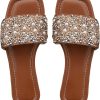 Women's Platform Thong Slides, Square-Toe Open-Toe Summer Beach Vacation Sandals