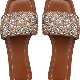 Women's Platform Thong Slides, Square-Toe Open-Toe Summer Beach Vacation Sandals