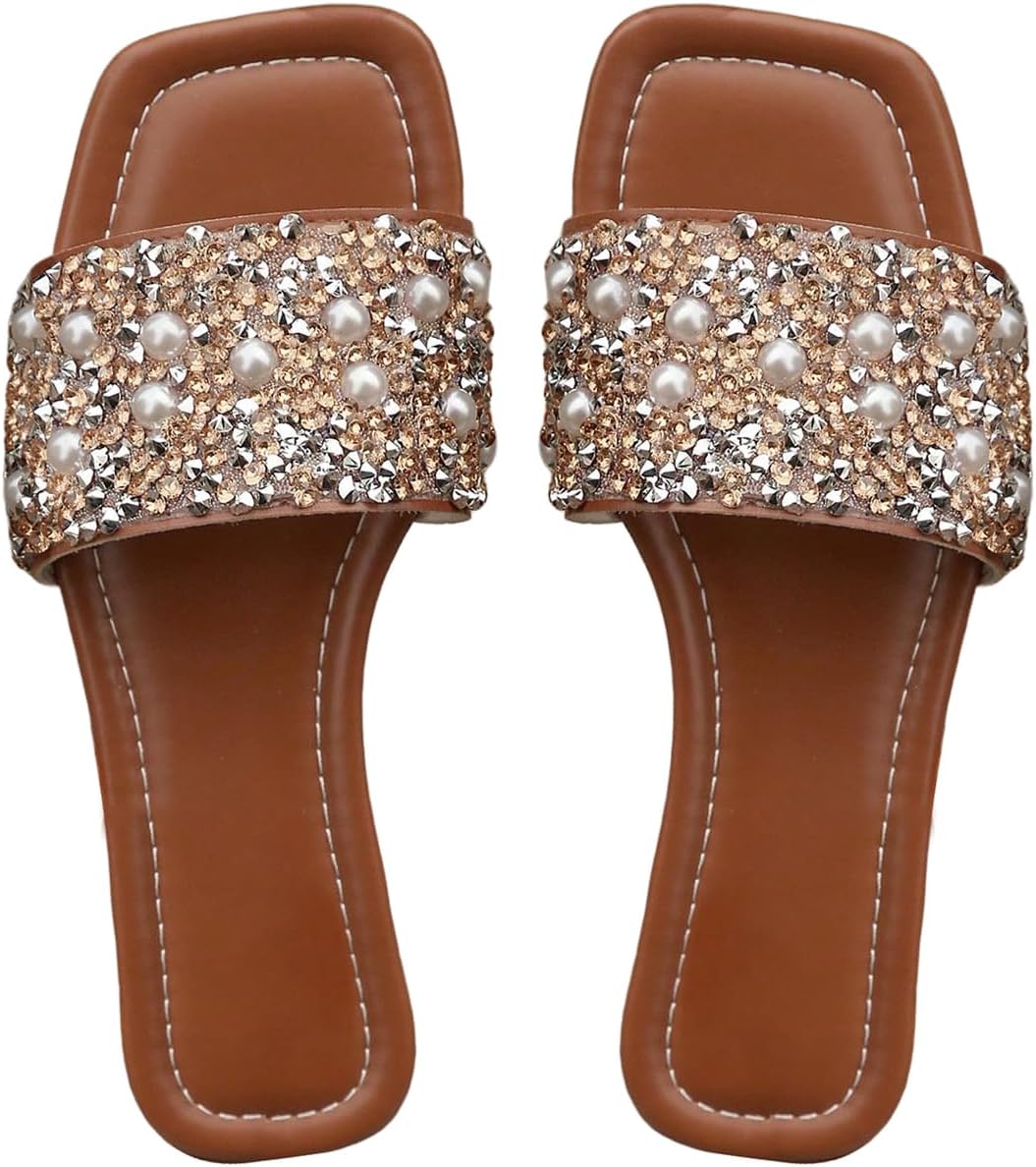 Women's Platform Thong Slides, Square-Toe Open-Toe Summer Beach Vacation Sandals