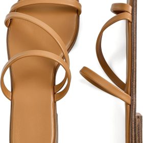Women's Knotted Strap Slides, Square-Toe Open-Toe Flat Sandals