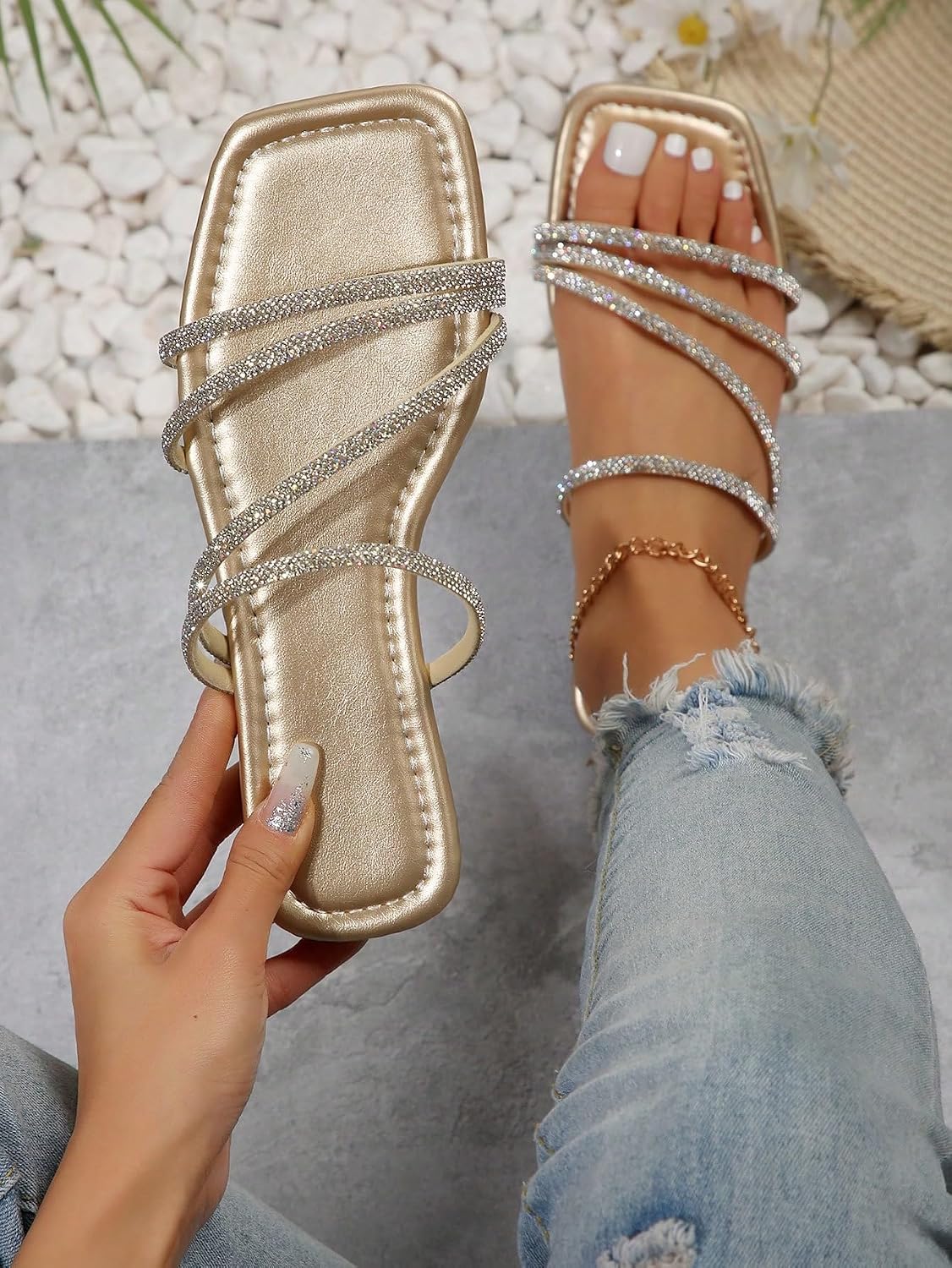 Women's Casual Flat Sandals—Elegant, Comfortable Slip-Ons With Textured Uppers For Everyday Wear - Image 2