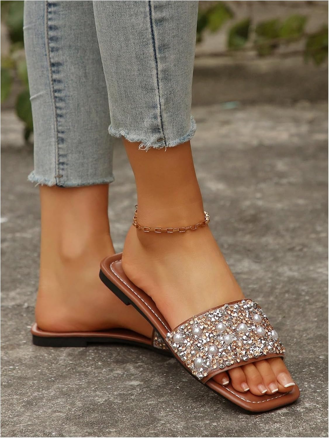 Women's Platform Thong Slides, Square-Toe Open-Toe Summer Beach Vacation Sandals - Image 2