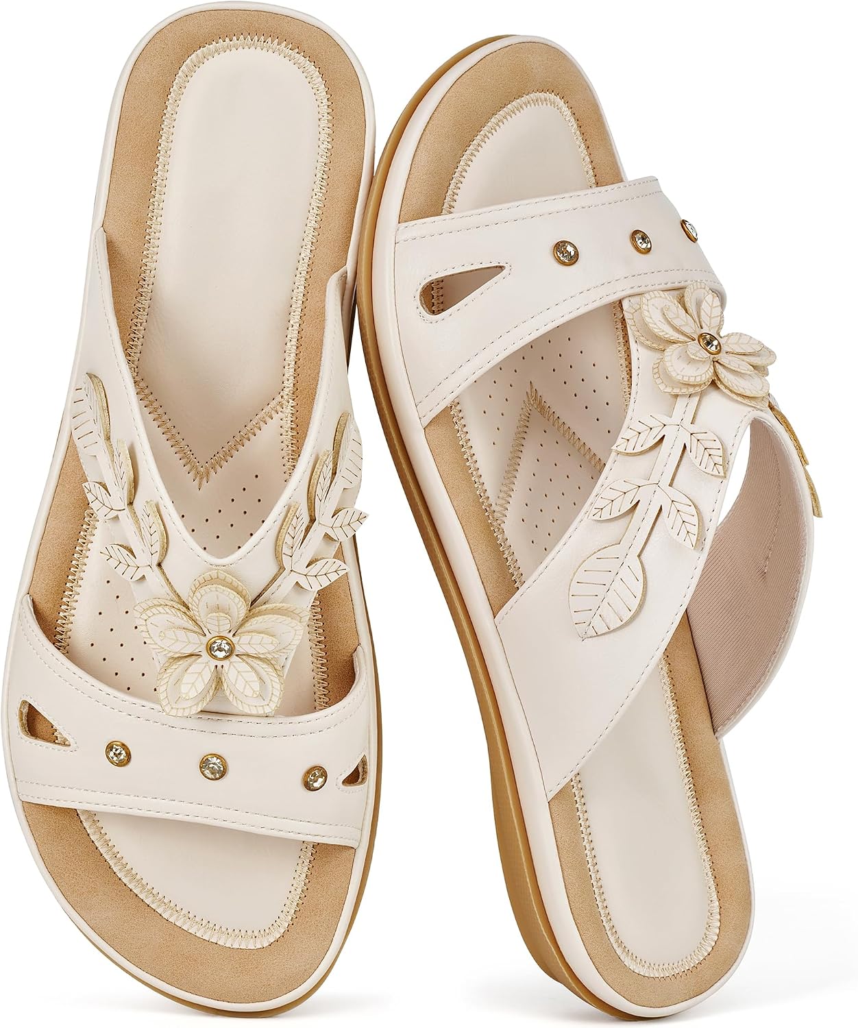 Women's Summer Casual Flat Sandals, Comfortable Everyday Walking Shoes For Indoor/Outdoor Wear