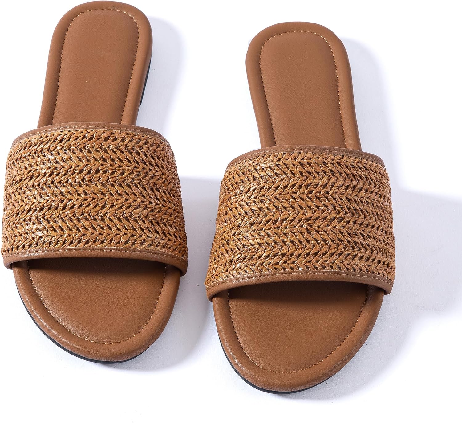 Women's Flat Sandals, Woven Leather Nude-Tone Summer Sandals, Suitable For Parties And Weddings