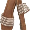 Women's Mesh And Rhinestone-Strap Slides, Flat Sandals