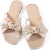 Women's Stylish Flat Slides—Soft Faux Leather Open-Toe Sandals With Memory Foam For Comfort (Brown, Size 7)