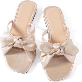 Women's Stylish Flat Slides—Soft Faux Leather Open-Toe Sandals With Memory Foam For Comfort (Brown, Size 7)