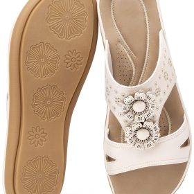 Women's Flat Slides, Comfortable Summer Sandals, Stylish Floral Design